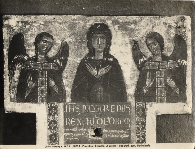 Alinari, Fratelli — Lucca - Pinacoteca. Crocifisso. La Vergine e due angeli, part. (Berlinghieri). — particolare